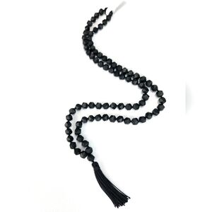 Matte black onyx mala, black mala, meditation necklace, prayer beads, wo…